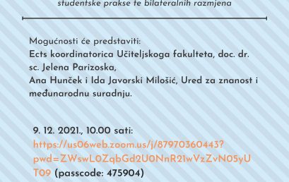 Online predavanje o mogućnostima za studentske razmjene i prakse